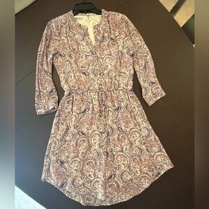Daniel Rainn Long Sleeve Paisley Dress in Pink and Blue